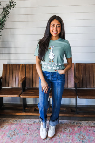 Easter Goose On The Loose Graphic Tee • Sage