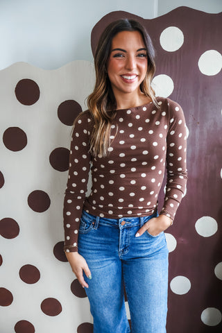 Perfectly Dotted Boatneck • Chocolate