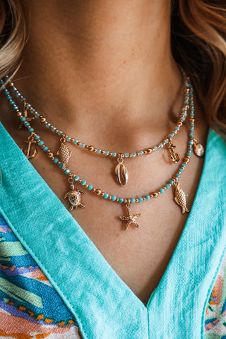 Sparkles & Sunshine Layered Necklace • Turquoise