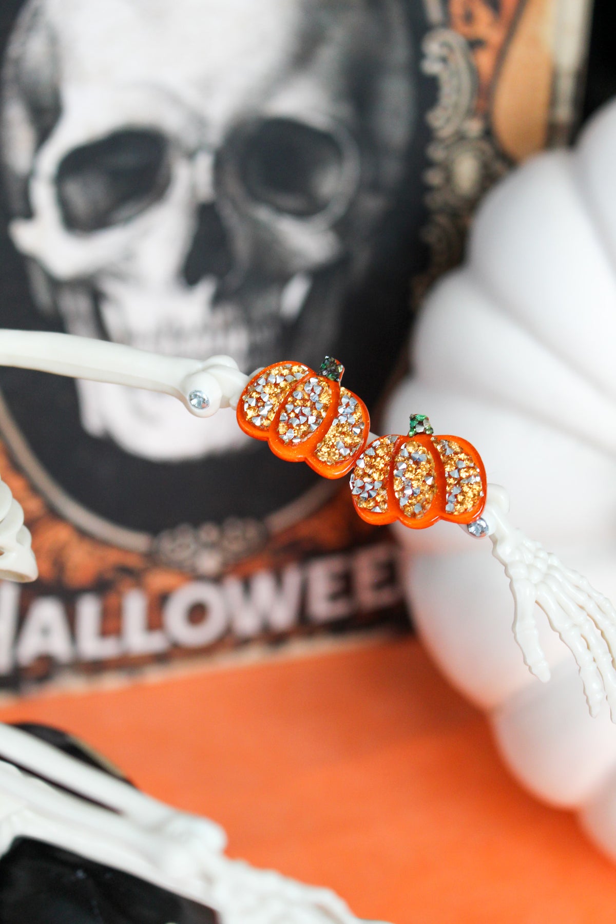 Magical Pumpkin Sparkle Earrings • Orange