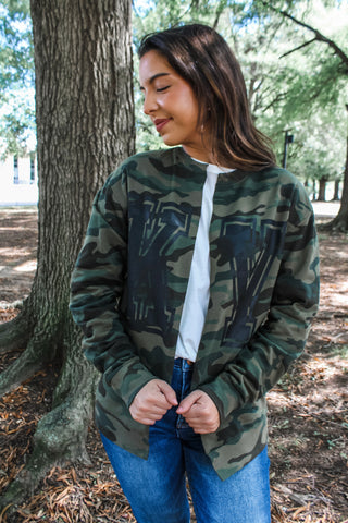 Camo Cutie Kentucky Sweatshirt Cardigan • Olive