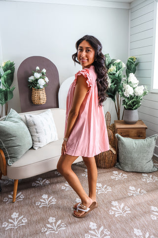 Colorful Charm Cotton Dress • Peach