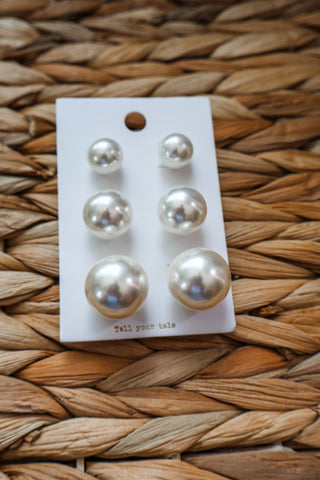 Triple Set Pearl earrings