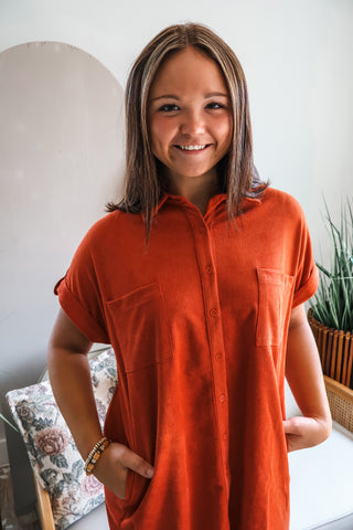 Double Up Pocket Dress • Burnt Orange