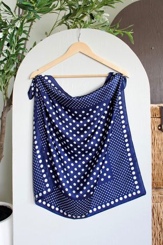 Polka Dot Mix Printed Scarf • Navy