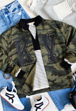 Camo Cutie Kentucky Sweatshirt Cardigan • Olive