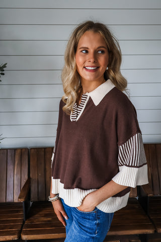 Cider Stripes Polo Knit • Espresso