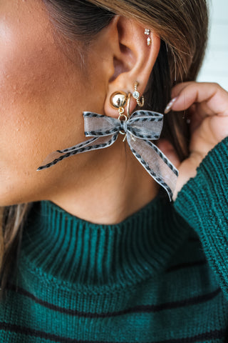 Pop Of Cheer Bow Earrings • Black -FINAL SALE