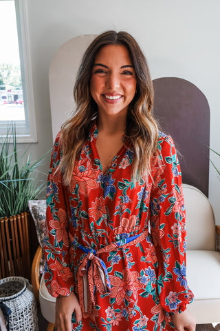Fall Frenzy 6 • Red Floral Midi - FINAL SALE