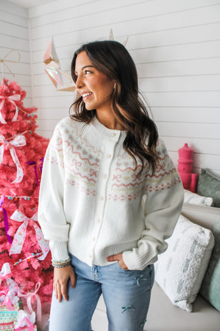 Fairisle Fancy Cardigan Sweater • Ivory - FINAL SALE