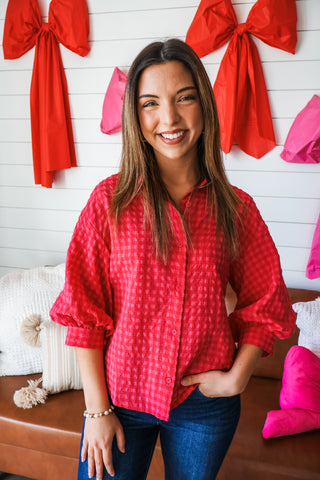 True To You Gingham Top • Red