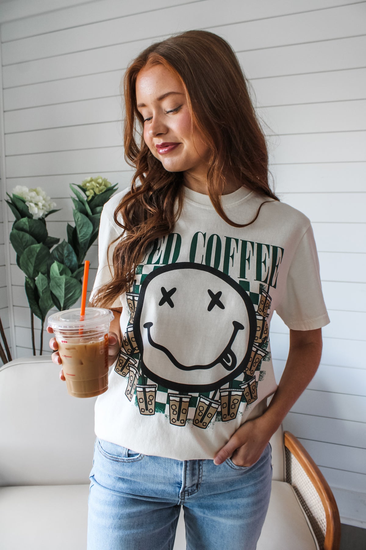 Running On Iced Coffee Graphic Tee • Cream - FINAL SALE