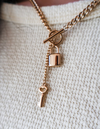 Lock & Key Toggle Necklace • Gold
