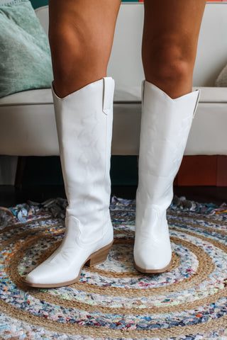 Sahara Tall Western Boot • White