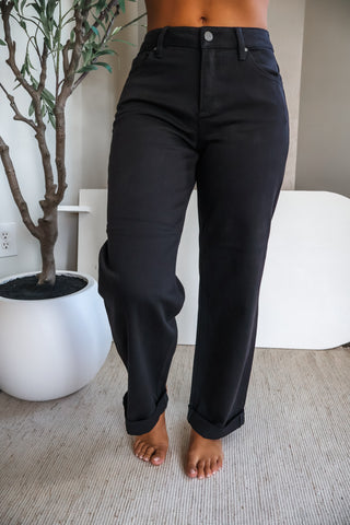 Walker Relaxed Barrel Jean | Tummy Control • Black