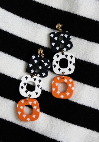 Hey Boo Acrylic Earrings • Black Mix