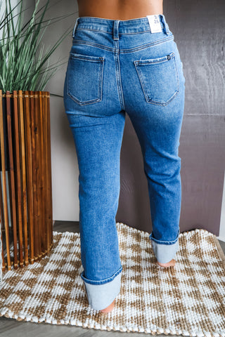 Laine Cuffed Straight Leg • Medium Wash