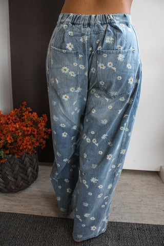 Daisy Printed Barrel Leg Jean - FINAL SALE