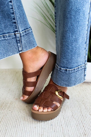 Penelope Buckle Strap Sandal • Brown