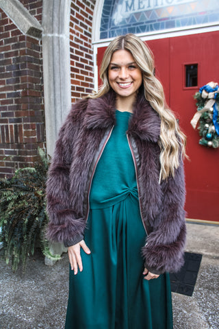 Gorgeous & Glam Faux Fur Jacket • Brown