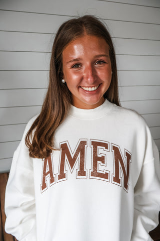 Amen Graphic Mock Neck Sweatshirt • Ivory