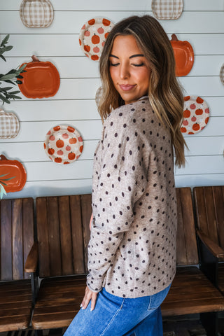 Always On The Dot Cardigan Top • Mocha