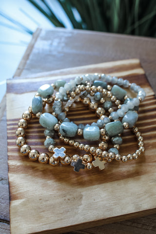 Grace & Grit Bracelet Set • Sage