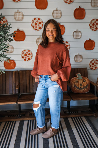 Spiced Cider Slouchy Sweater • Terracotta
