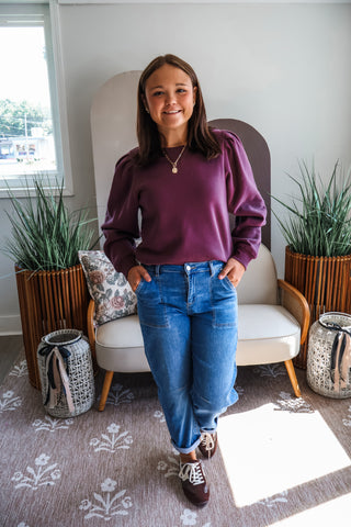 Katie Puff Sleeve Pullover • Grape
