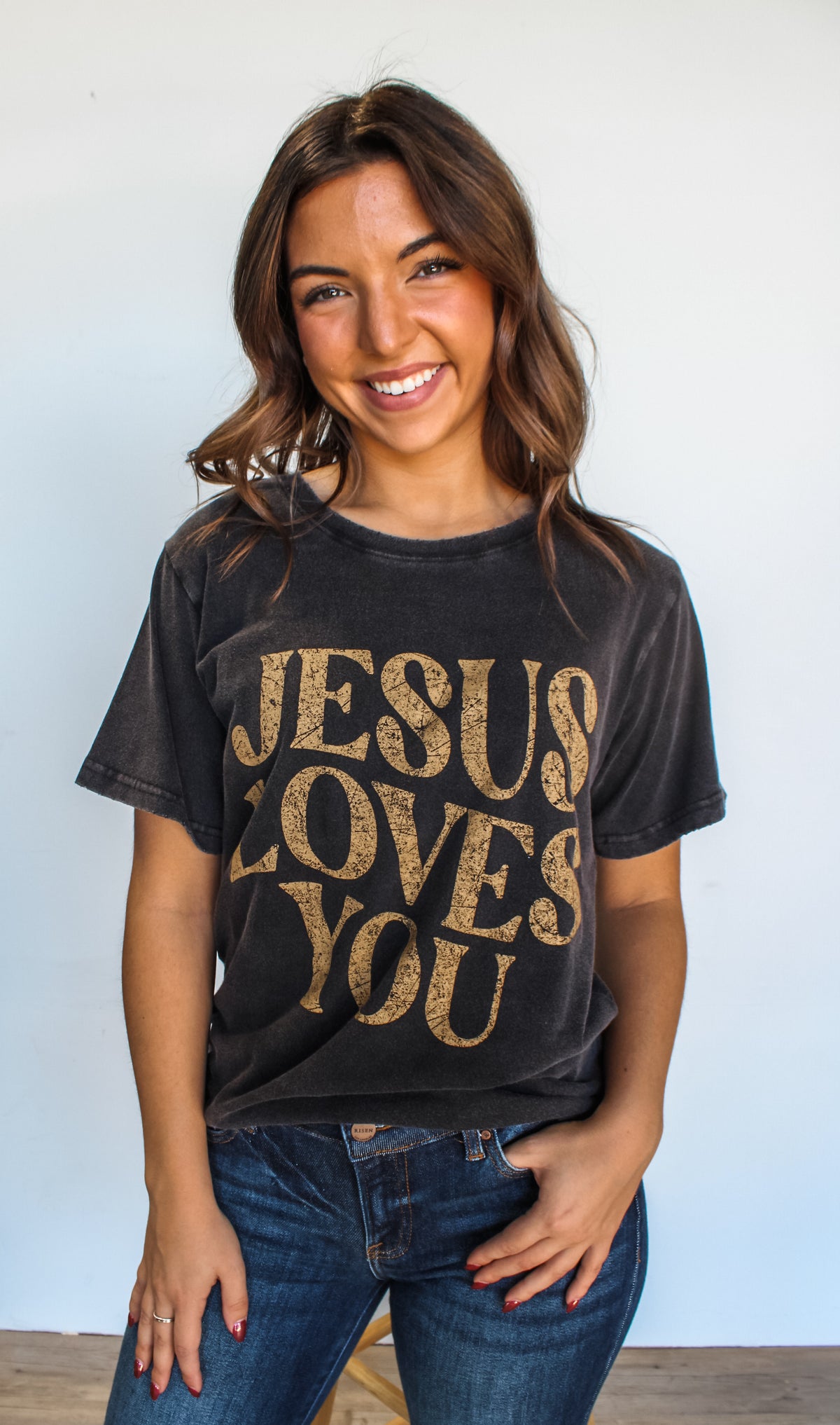 Jesus Loves You Vintage Tee • Black