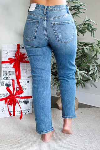 Navy True Straight Jean • Medium Wash