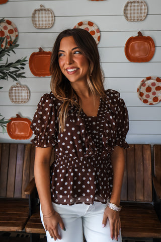 Audrey Peplum Top • Dark Chocolate