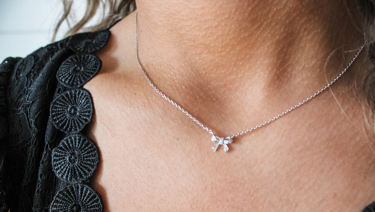 Dainty Darling Bow Necklace • Silver