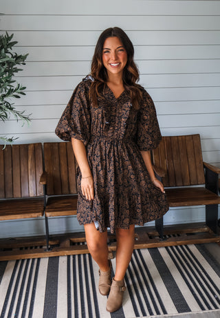 Magnolia Market Ruffle Dress • Black Floral
