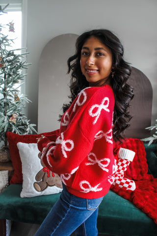 Holiday Wishes Bow Sweater • Red