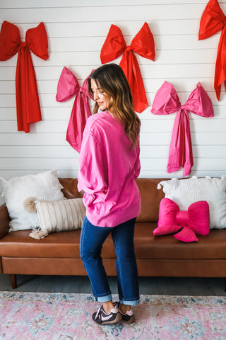 Over & Out Crewneck Tee • Fuchsia