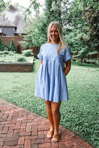 Fresh Lines Pleated Mini • Blue Stripe