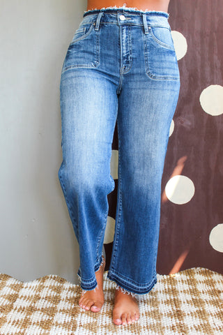 Kenzie Shadow Hem Wide Leg • Medium Wash