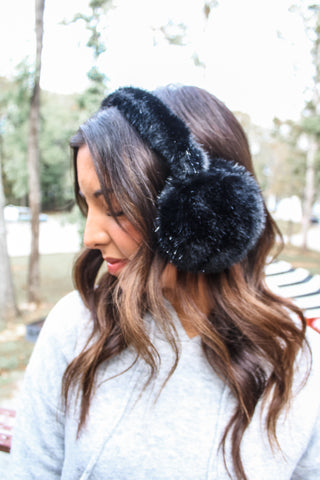 Cozy & Chill Faux Fur Earmuff • Black