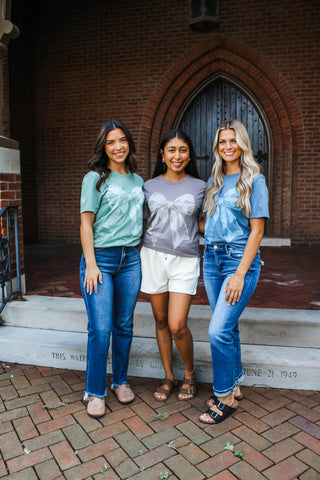 Top It With A Bow Graphic Tee • Slate Blue
