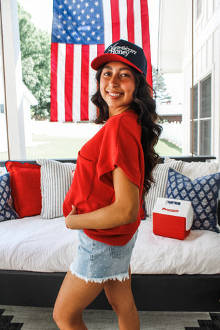 Backyard Party Pocket Top • Red - FINAL SALE