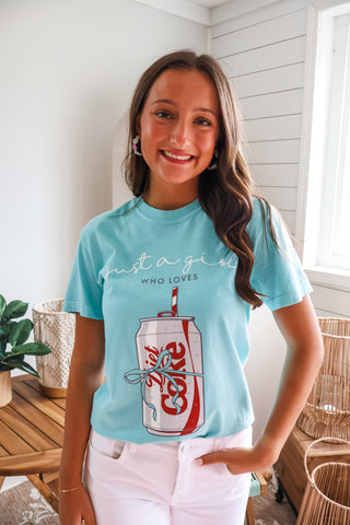 Just A Girl Who Loves Diet Coke Graphic Tee • Turquoise