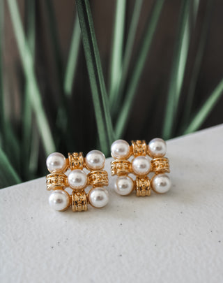 Sophisticated Statement Pearl Earrings • Gold