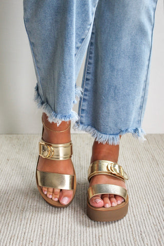 Odessa Double Strap Sandal • Gold