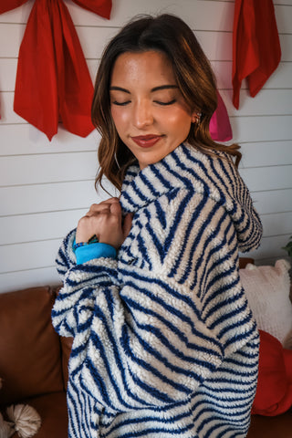 Crush On You Sherpa Hoodie • Blue Stripe