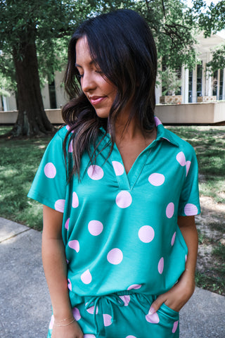 Playful Pop Short Set • Green/Pink