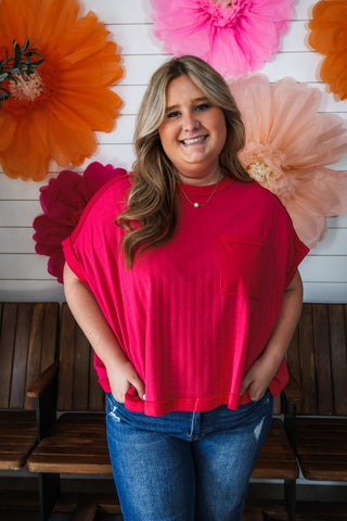 Style Check Pocket Tee • Hot Pink - PLUS