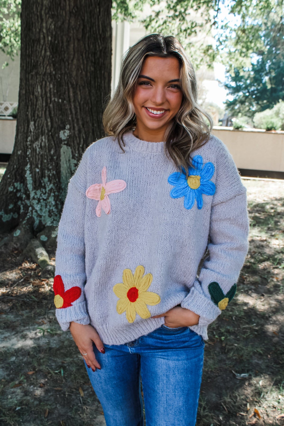 Happiness Blooms Flower Sweater • Taupe