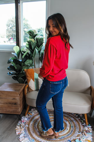 Picking Daisies Flower Patch Top • Red