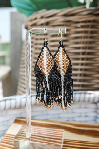 Fringed & Flirty Beaded Earrings • Black